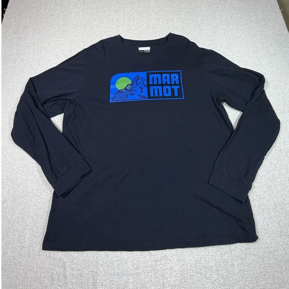 Marmot Men XL Black Long Sleeve Graphic T Shirt Outdoor Casual Performance
